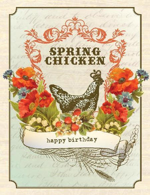Vintage Spring Chicken Birthday Greeting Card