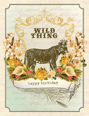 Vintage Tiger Wild Think Birthday Card