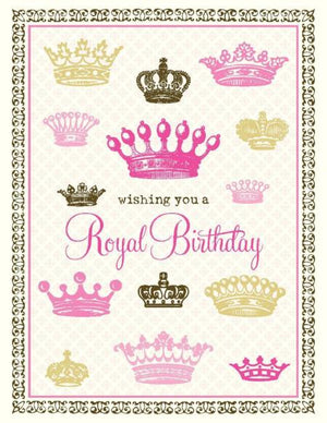 Vintage Crowns Pink Royal Birthday Card