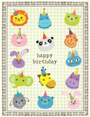 children Animal Faces Birthday Card