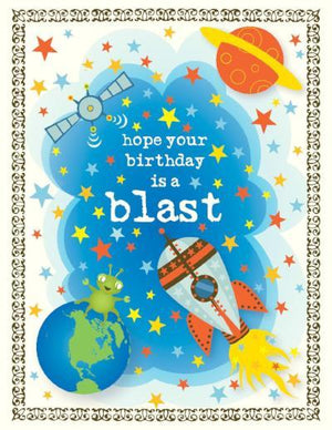 kids Space Blast Birthday Card