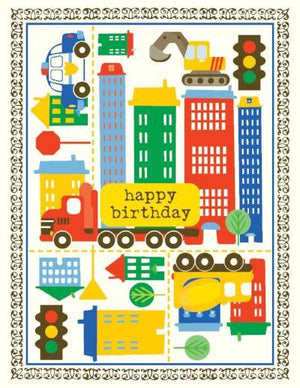 children City Trucks Birthday Card