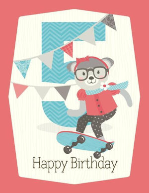 kid 5th Birthday Card skateboard