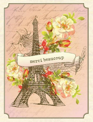 Vintage Eiffel Tower Merci Beaucoup Greeting Card