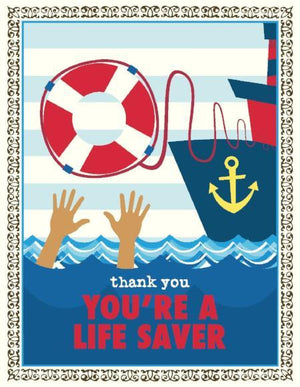 Nautical You're A Life Saver Thank You Greeting Card