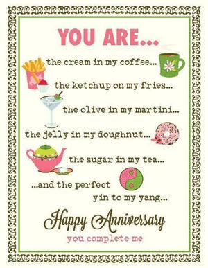 You complete me anniversary love greeting Card