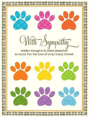 Bright Coloured Paw Loyal Friend Sympathy Greeting Card