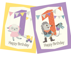 kids 1st birthday greeting card