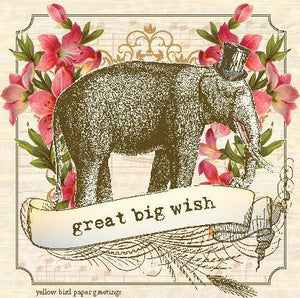 Vintage Elephant great big wish birthday Gift tag