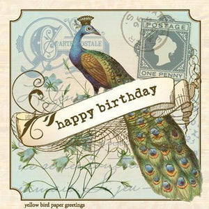 Vintage Birthday Peacock Gift tag