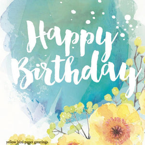 Icy green floral birthday gift tag