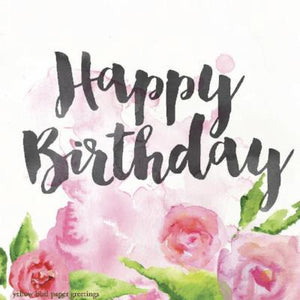 Pink Watercolour Roses Birthday gift tag