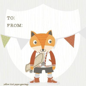 Kids Skater Fox to/from gift tag