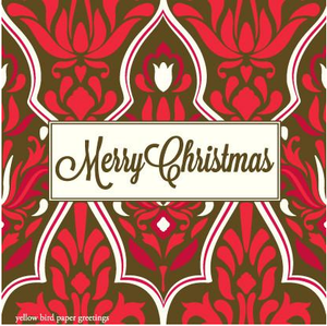 Merry Christmas Damask pattern gift tags
