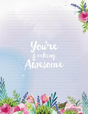 Floral images You're Awesome Stationery Writing Pad