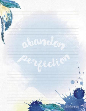 Water Colour Blue Feather Abandon Perfection Stationery Writing Pad