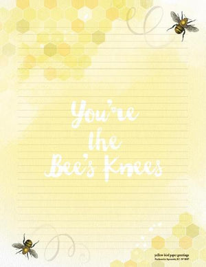 You're The Bee's Knees with flying bees stationery writing pad