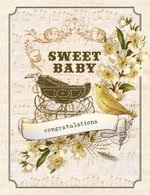 Vintage Baby Buggy Sweet Girl greeting Card