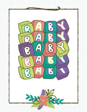 Bright Colour Multi Text New Baby greeting card