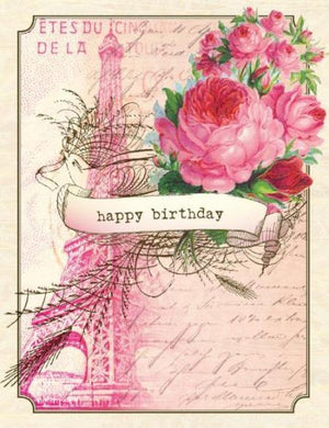 Vintage Eiffel Tower Birthday Card