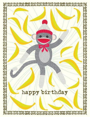 Sock Monkey Birthday Card