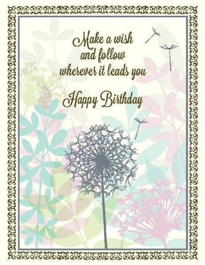 Dandelion Petals Follow Your Wish Birthday Card