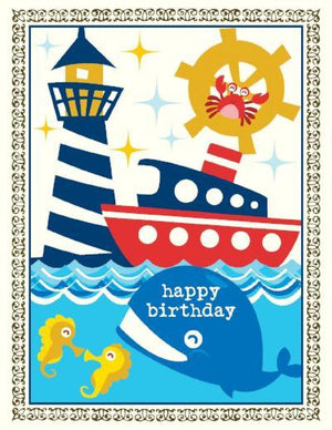 kids Whale Nautical Birthday Card