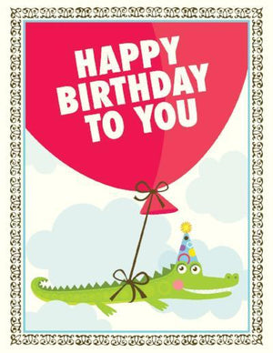 children Alligator Balloon birthday Card