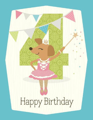 kids ballerina 4th Birthday Card