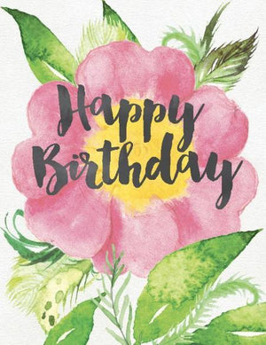 Water Colour Rose Birthday Greeting Card