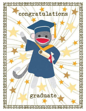 Sock Monkey Graduate greeting card