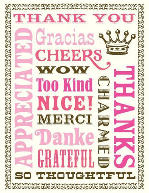 Multi Saying Thank You Greeting Card