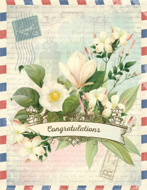 Vintage air mail floral Congrats Card