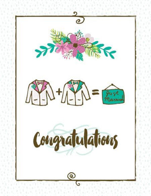 Just Married groom and groom wedding greeting card