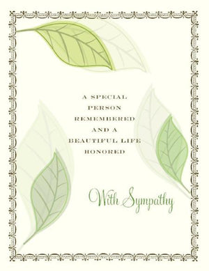 Green Leaves A Life Honored Sympathy Greeting Card