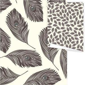 WP3009-Aubergine Feathers Gift Wrap