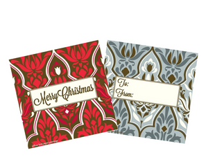 Merry Christmas Damask pattern gift tags