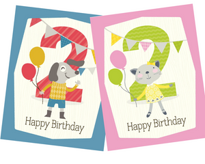 kids balloons 2nd birthday greeting card